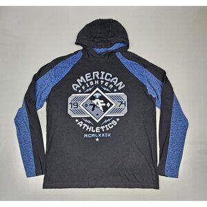 American‎ Fighter Hoodie Mens 2XLT Sweatshirt Blue & Black.